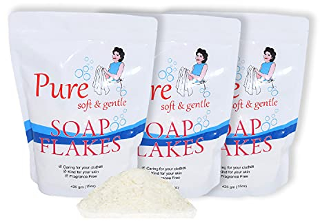 Playlearn Original Pure Soap Flakes for Laundry - Pack of 3 Fragrance-Free for Washing Machine, Vegan Friendly, No Allergens, Clothes Washing
