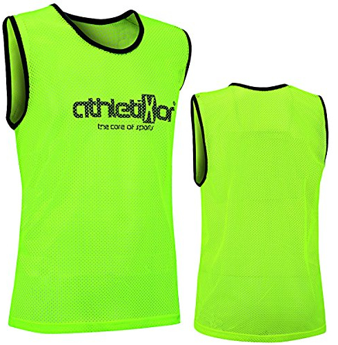 athletikor 10 Fußballleibchen - Trainingsleibchen - Leibchen - Markierungshemden (Gelb, Bambinis/E Jugend S: 50X44CM)