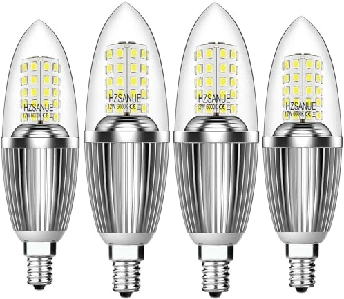 HZSANUE E14 LED Kerze Lampen 12W, 6000K Tageslicht Weiß, 1350lm,Entspricht 100W Glühbirnen,Kleine Edison Schraube Kerze Leuchtmittel, 4-Pack