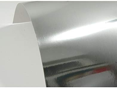 Netuno 10x Spiegelkarton Silber einseitig bedruckt DIN A4 21 x 29,7 cm 300g Mirror Silver Spiegelpapier zum Basteln a4 Effekt-Karton Bastelkarton Pappe silver mirror cardstock