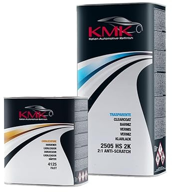 KMK Barniz HS 2K 2:1 ANTIRAYADO 2505 y Catalizador Rapido (Kit de 7,5 L) Uso Profesional para carrocería
