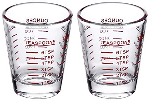 Shot Glasses with Heavy Base,Glass Measuring Cup for Cocktail,Vodka,Espresso,Milk(2Pack-Red 30ml)