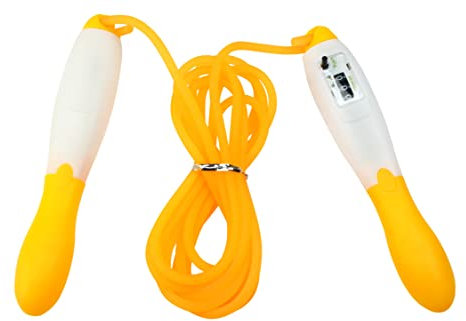 270cm Fitness Springseil mit Zähler | Speed Rope für Training Boxen Ausdauer Sport Workout | Ausdauer & Abnehmen | Springseile für Kinder & Erwachsene | Hüpf Zählerseil | Seilspringen - Farbe [gelb]