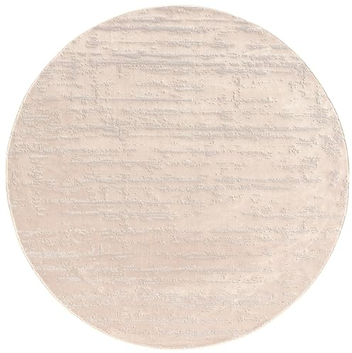 Kurzflor Teppich Wohnzimmer - Beige Rund 120 cm - OEKOTEX-Zertifiziert | Pflegeleicht: Nur absaugen – Moderner Belgischer Design - Geeignet für Fußbodenheizung - OEKOTEX-zertifiziert