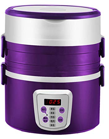 Electric Lunch Box,Portable Food Lunch Heater,Stainless Steel Liner Box,Electric Automatic Heating Mini Rice Cooker,Office Worker Heated Insulation Lunch Box,Purple (Purple)