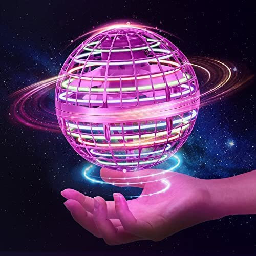 Flying Ball, Hover Ball Magic Controller Fly Orb, Mini Soaring Flying Orb Ball With 360° Rotating RGB Lights Outdoor Indoor UFO Toys,Pink