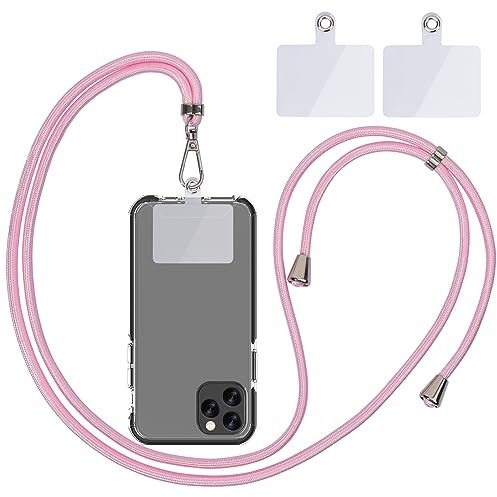 Linkbro Handykette Universal, Handy Lanyard, Universelles Handy um den Hals hängend mit Pad Handy Lanyard, verstellbar und abnehmbar. (1Hellrosa)