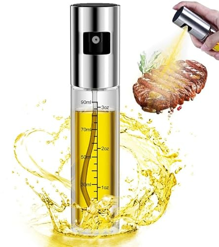 Uootach Pulverizador Aceite 100ml, Botella Dosificadora de Aceite y Vinagre Recargable, Botella de Spray Transparente de 100 ml con graduaciones, para Barbacoa, Carne Asada, Ensalada (PYP-01)