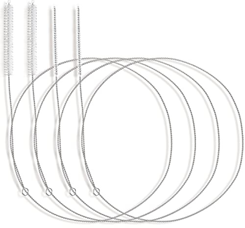 4 Pcs Extra Long Pipe Cleaners with Soft Nylon Bristles Head Cleaning Brush for Straw Tube Pipe Hose Bottle Refrigerator Drain, 1m/39in