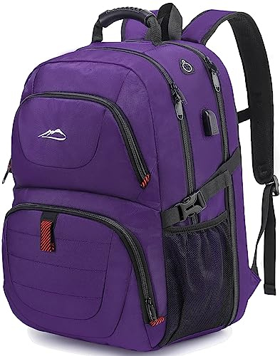 PROETRADE Extra Großer Rucksack Herren 50L Laptop Rucksack 17 Zoll Schulrucksack Laptoptasche Anti Diebstahl Business Reisen Arbeit Notebook College Rucksack für Teenager Damen(Lila)