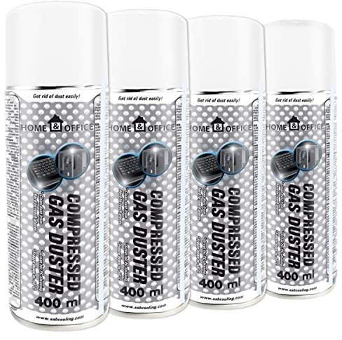 AABCOOLING 4x400 ml Cleaning Spray Home&Office Compressed Gas Duster 400ml K4, Air Spray Can, Office Supplies, Computer Vacuums, Cans of Air, Computer Cleaning, Office Equipment Cleaners