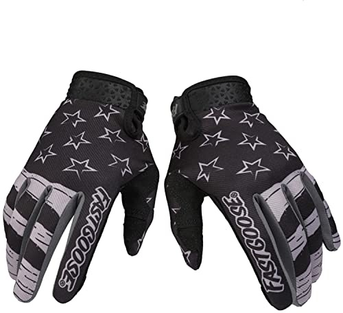 EXCEREY Star Motorcycle Bicycle Full Finger Off-Road Racing Gloves Outdoor Sports for Men Women & Mountaineering (Black, Size L)
