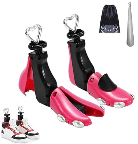 UHIAGREE Schuhspanner für Damen und Herren, Stiefeldehner, verstellbar, Unisex, breite Füße, Metallstecker, S für WM's 6-11; Herren 5-9,5 (rot, 2 Stück); Metallstecker, S for Wm's 6-11; Men's 5-9.5
