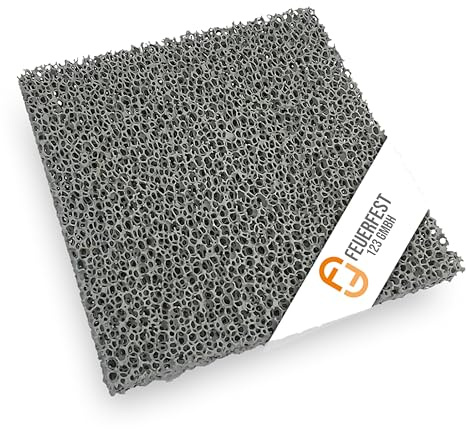 Feuerfest 123 - Feinstaubfilter Kaminofen 140x140x22 mm, Feinstaub Rußfilter zum nachrüsten Kamine & Öfen, Reduzierung Feinstaub durch Schaumkeramische Filter, hitzebeständig bis 1.650 °C