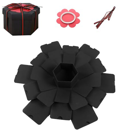 1 Piece Surprise Explosion DIY Gift Box, Personalized Photo Album Scrapbook, Unique Birthday & (Black)