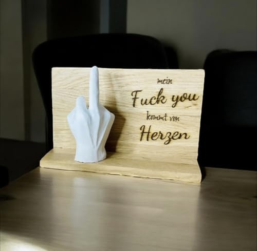 Generisch Mittelfinger Stinkefinger mit Mein Fuck You kommt von Herzen sarkastischer Spruch witzige Geschenkidee weiß