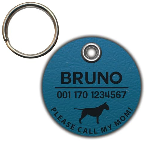 DOG TAG/HUNDEMARKE - aus Biothane - blau (petrol) - v2 (HUND) - rund - Ø 3,4 cm