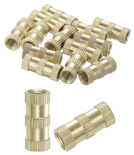 QUARKZMAN Dadi Inserti Scanalati, 15pz M5 x 16mm(L) x 7mm(OD) Inserti Filettati Femmina Dadi in Ottone Stampa Filettatura Dadi Inserimento Inserto Termofissato Ottone