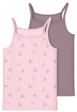 Name IT Mädchen Nkfstrap Top 2p Barely Pink Bow Noos Nkfstrap Top 2P Barely Pink Bow Noos (2er Pack)