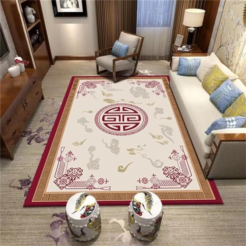 DJHWWD Mädchen Teppich Kinderzimmer nach maß Einfacher, waschbarer Wohnzimmerteppich mit orientalischem Aufdruck 200x200CM Rot Pflegeleicht