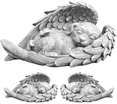 BXZGLHF Pet Memorial Tombstone,Resin Dog Memorial Statue,Angel Pet Memorial Grave Marker Mourning Dog Angel Wings Statue in Memory of Precious Pet