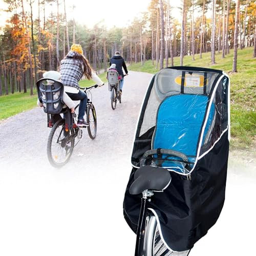 XUHCLY Hinten Regenschutz Für Kinderfahrradsitz Schmutz Und Regen,Regenschutz Fahrradsitz Kinder mit Transparent Fenster,Fahrrad Kindersitz Regenschutz(Color:Black)