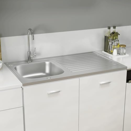 INLIFE Jeu d'évier de Cuisine et égouttoir argenté 1000x600x155mm INOX Quincaillerie,Plomberie,Équipements sanitaires,Éviers,lavabos,Éviers,Plonges Argent 7.5KG