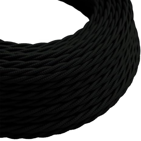 LEDSone 10 Meters / 32.8FT Black Braided Cable 3 Core Electrical Vintage Braided Flex Cable Twisted Fabric Electrical Wire - for DIY Lamps Industrial Pendant Lights Lighting Appliances