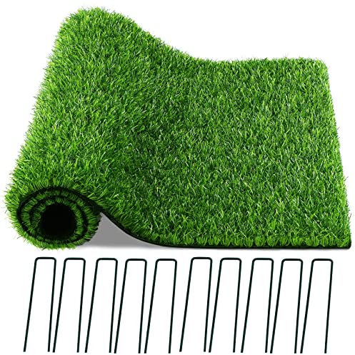 Kunstrasenmatte für Hunde zum Pinkeln im Innen- und Außenbereich, Kunstrasenteppich für Garten, Rasen, Landschaft, einfarbig, 2 x 16 m