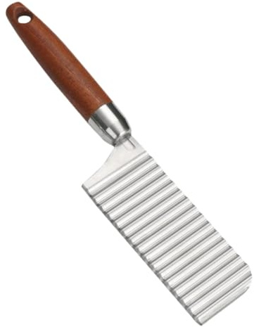 COLLBATH Riffelmesser Edelstahl Wellenschneider Für Pommes Frites Kartoffeln Gemüse Wellenmesser Mit Holzgriff Robuster Kartoffelschneider Für Schnelles Schneiden Praktische Küchenschneideh