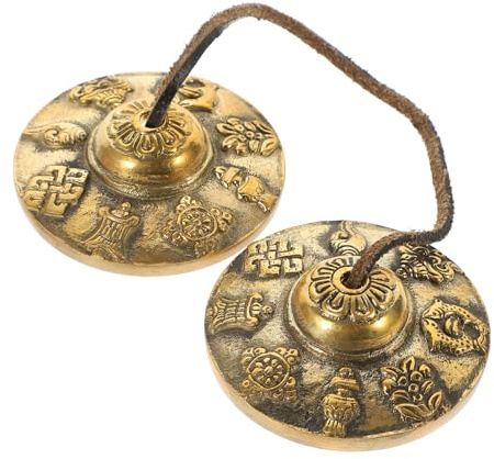 Vaguelly Hand Crash Becken Aus Kupfer Klein Mit Schnur Tibetische Meditationsglocke Klanginstrument Für Yoga Und Entspannung Traditionelles Handperkussionsinstrument