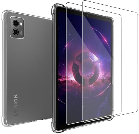MEMELOKA Hülle für Lenovo Legion Tab Gen 3/Legion Tab 2025 8.8 Zoll mit Schutzfolie, Weiche Stoßfeste Anti-Gelbfärbung Silikon Schutzhülle mit Verstärkten Airbags - (Transparent)