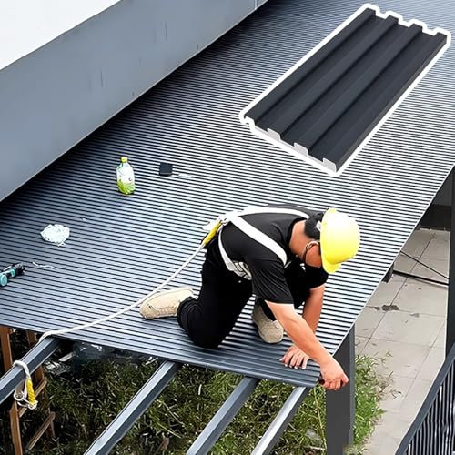Elitix Trapezblech Aluminium-Dachplatten mit Isolierung für Verandas, Allwetterplatten mit Gewelltem Kunststoff Dazwischen, Balkondachabdeckung für Wohnungen Gegen Regen(5pc,L 0.7m(3.2ft))