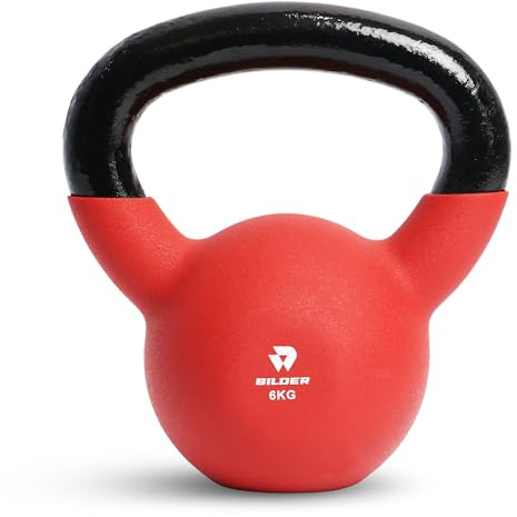 BILDER- Kettlebell 6kg con Impugnatura Ergonomica e Antiscivolo, Pesi in Ghisa con Rivestimento in Neoprene, Ideale per Esercizi e Allenamento Forza Cardio e Funzionale, Attrezzi Palestra Casa Fitness