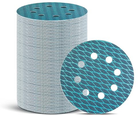 Romon Dischi Abrasivi 125mm, 80 Pezzi Carta Vetrata Vetro Abrasiva Rotondi Dischi Abrasivi Velcrati 8 Fori per Levigatrice per Cartongesso Parete Legno Muro(Grana 60/80/100/120/180/240/320/400)