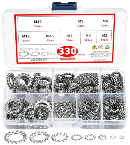 DBALL 330 Piezas Arandelas Dentadas 304 Arandelas De Acero Inoxidable Las Arandelas Dentadas Galvanizadas Se Utilizan En La Producción Industrial o En Barcos Automotrices