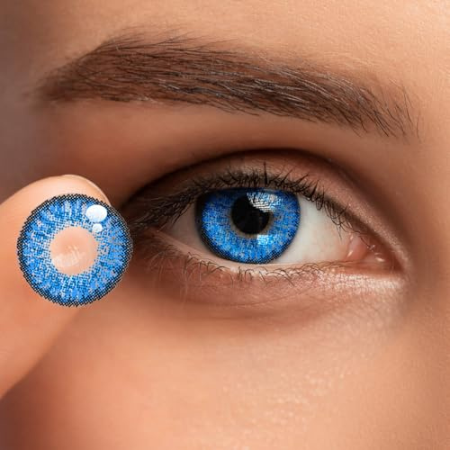 Colored Contact Storage Kits With Color Contacts Lenses Remover Case for Party Ⅷ Blue