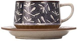 GSXLZ Tazas Te Cafe Juego de tazas de café vintage, tazas y platos de cerámica, tazas con taza de té y tazas de café.(Cup-04)