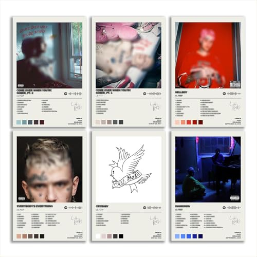 generisch Lil Poster Album Cover Limited Edition Posters (Set of 6) Unframed 8inch X 12inch(20 X 30cm) Scannable Song Code Music Posters Room Aesthetic