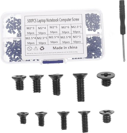 MUELODSIC Kit De Vis Micro Pour Ordinateur Portable Noir Avec Tournevis Croix Vis à Tête Plate Et Fixation Pour Réparation Ssd Carte Mère Pc