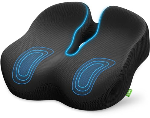 AUVON Thickened Donut Cushion for Hemorrhoids, Thigh Slope for Long Sitting | Seat Cushion with Scientific Center Hole for Hemorrhoids, Memory Foam Coccyx Cushion for Tailbone & Sciatica Pain Relief