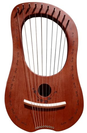 Lyre Harp – Metallsaiteninstrumente mit massivem Mahagoni-Körper | kleine tragbare Harfen mit Stahlsaiten | Musikgerät für Anfänger zum Üben des L-Lerns