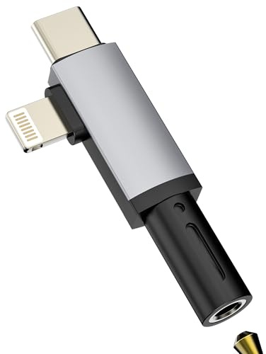 Lightning to 3.5mm Headphone Jack Adapter(2in1) USB C Adaptor Type C Digital Audio AUX cable for iPhone 17 16 15 14 13 Pro Max for Apple Earphone Compatible with Samsung microphone auxiliary splitter