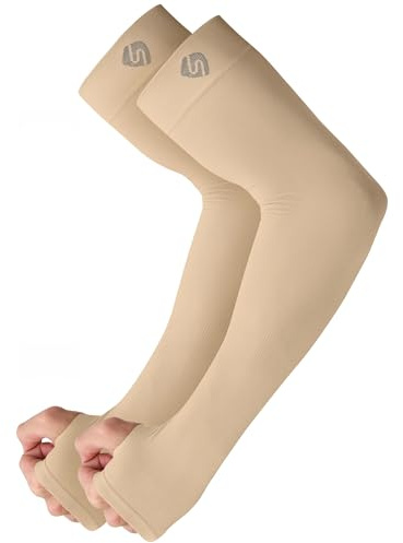 SHINYMOD Manguitos de brazo anti UV para hombre y mujer, mangas de brazo protección UPF 50+ manga brazo de refrigeración, mangas de compresión para voleibol, ciclismo, golf, correr, L
