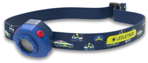 Ledlenser KIDLED4R Kinder Akku-LED-Stirnlampe, 25g, IP44, Polizist | Automatische Abschaltung, 5 Leuchtmodi, Weiß-, Rot- & Blaulicht, inkl. Rucksackclip, für Camping, wiederaufladbar
