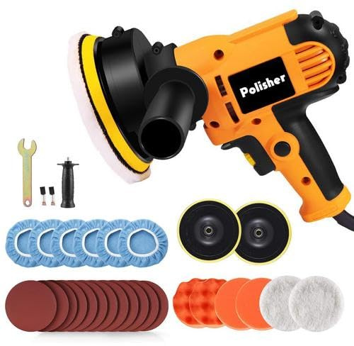Mini Lucidatrice 700W, Set di 31 pezzi per Lucidatura Auto, Lucidatrici Eccentriche da 125mm, Levigatrice Eccentrica, Velocità 600-3700RPM, per la Cera dell'imbarcazione Rimozione dei Graffi