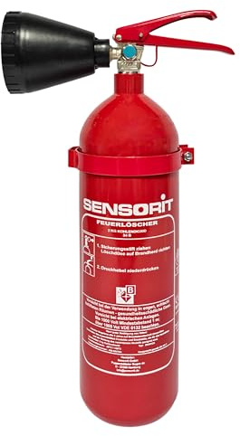 CO2 Feuerlöscher, 2kg Kohlendioxid, Löscher für elektrische Anlagen & EDV nach DIN EN 3 inkl. Instandhaltungsschild und Wandhalter