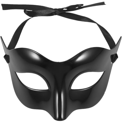 HEMOTON Masque de Fête pour Accessoire Élégant Bande Élastique Demi-visage en Plastique Noir Léger pour Hommes Soirées Halloween et Mariages
