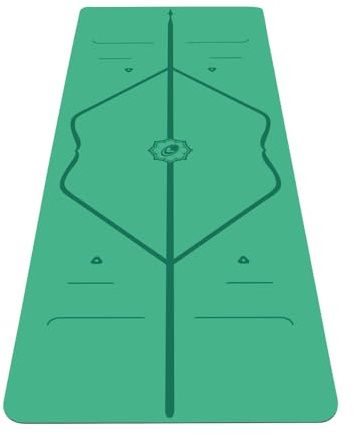 LIFORME Yogamatte - Die Weltweit Beste Umweltfreundliche, rutschfeste Yoga Matte Mit Dem Originalen Einzigartigen Ausrichtungsmarkierungssystem - Biologisch Abbaubare Matte Grun