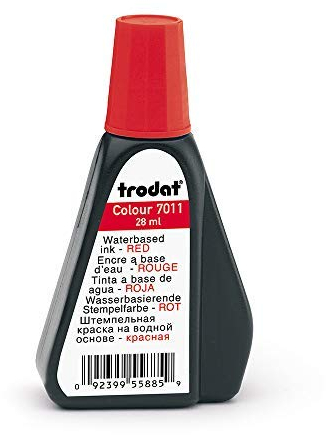 Trodat Stempelfarbe rot für Handstempelkissen, 28 ml Inhalt in Flasche, Dokumentenecht, zum Nachfüllen